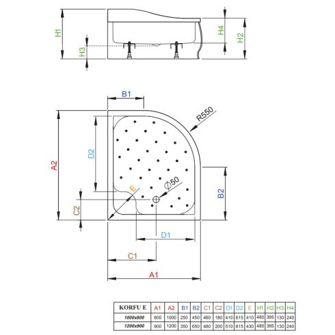Radaway Korfu E íves zuhanytálca