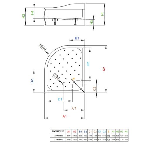 Radaway Korfu E íves zuhanytálca