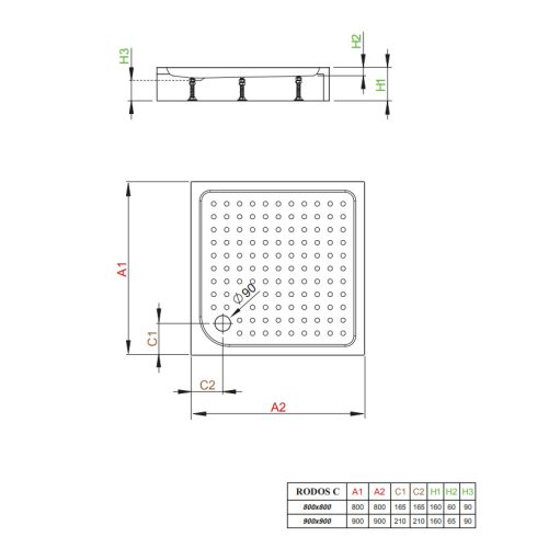Radaway Rodos C szögletes zuhanytálca