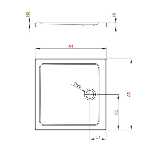 Radaway Doros Stone C szögletes lapos zuhanytálca / Antracit
