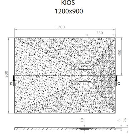 Radaway Kios F szögletes lapos zuhanytálca