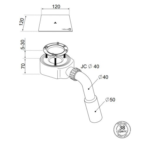 Radaway R399 zuhanytálca szifon