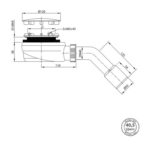 Radaway R510 zuhanytálca szifon
